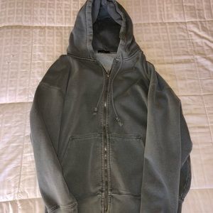 Oversized Sage Green Brandy Melville Zip-Up Hoodie